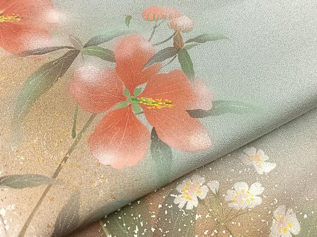 平和屋着物■訪問着　草花文　暈し染め　金彩　正絹　逸品　BAAW2914yc