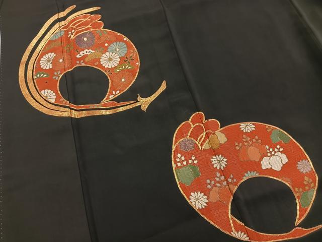 平和屋着物■豪華黒留袖 駒刺繍 飛鶴花文 金彩 正絹 逸品 BAAW2916yc