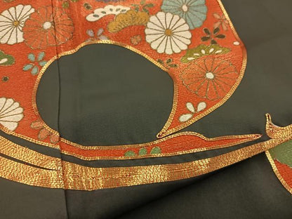 平和屋着物■豪華黒留袖 駒刺繍 飛鶴花文 金彩 正絹 逸品 BAAW2916yc