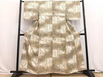 平和屋着物■上質な小紋　木立　暈し染め　正絹　逸品　BAAW2917yc