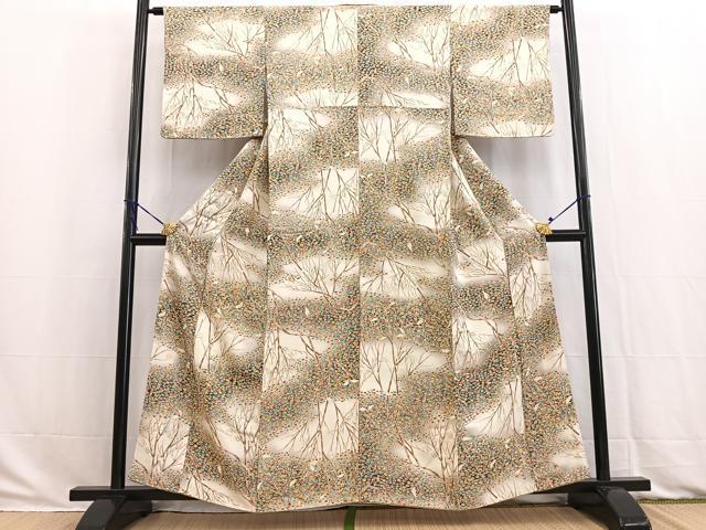 平和屋着物■上質な小紋　木立　暈し染め　正絹　逸品　BAAW2917yc