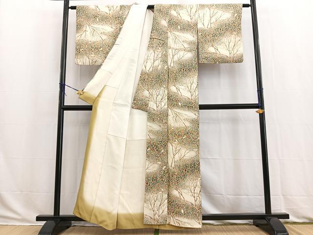 平和屋着物■上質な小紋　木立　暈し染め　正絹　逸品　BAAW2917yc