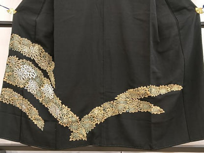 平和屋着物■豪華黒留袖　銀駒刺繍　草花文　金彩　正絹　逸品　BAAW2921yc