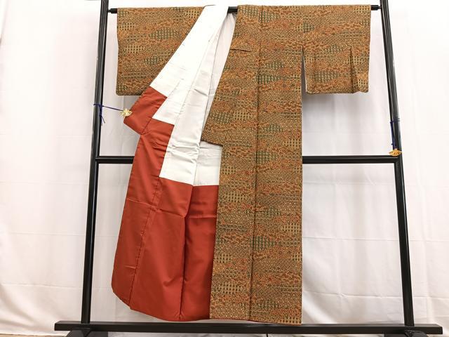 平和屋着物■上質な小紋 雲取り更紗花文 お召縮緬 正絹 逸品 BAAW2927yc