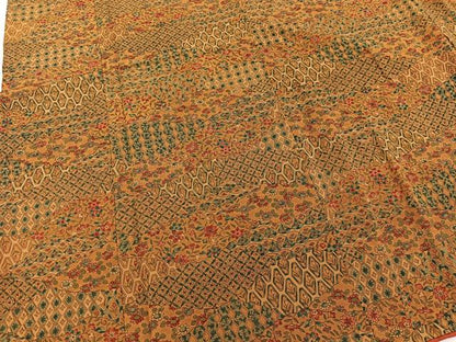 平和屋着物■上質な小紋 雲取り更紗花文 お召縮緬 正絹 逸品 BAAW2927yc