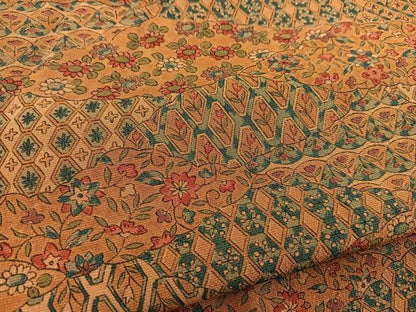 平和屋着物■上質な小紋 雲取り更紗花文 お召縮緬 正絹 逸品 BAAW2927yc