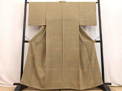 平和屋着物■上質な小紋　扇文　岩井茶色　正絹　逸品　BAAW2929yc