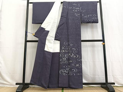 平和屋着物■訪問着　刺繍　流水文　銀彩　正絹　逸品　BAAW2930yc