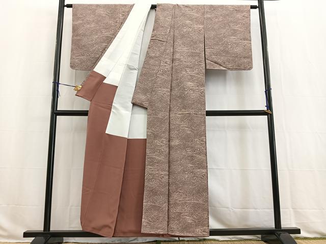 平和屋着物■上質な小紋　流水草葉文　正絹　逸品　未使用　BAAW2932yc