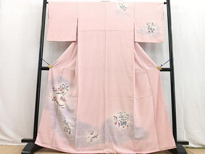 平和屋着物■訪問着　友禅　流水花鳥文　暈し染め　正絹　逸品　BAAW2938yc