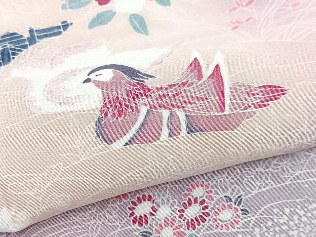平和屋着物■訪問着　友禅　流水花鳥文　暈し染め　正絹　逸品　BAAW2938yc