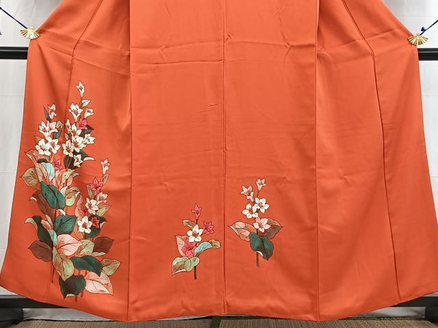 平和屋着物■訪問着　手描き　ろうけつ染め　草花文　正絹　逸品　BAAW2940yc