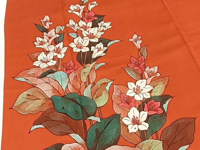 平和屋着物■訪問着　手描き　ろうけつ染め　草花文　正絹　逸品　BAAW2940yc
