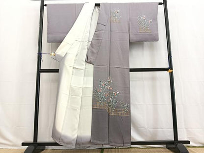 平和屋着物■訪問着　手描き　草花文　暈し染め　正絹　逸品　BAAW2941yc
