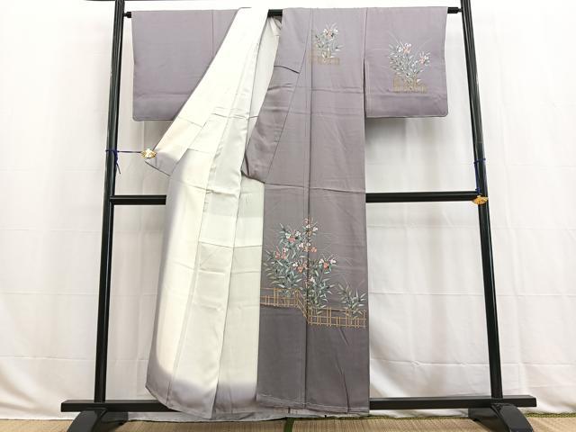 平和屋着物■訪問着　手描き　草花文　暈し染め　正絹　逸品　BAAW2941yc