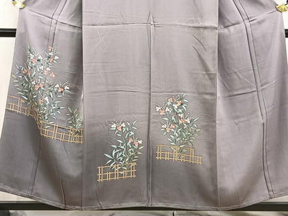 平和屋着物■訪問着　手描き　草花文　暈し染め　正絹　逸品　BAAW2941yc