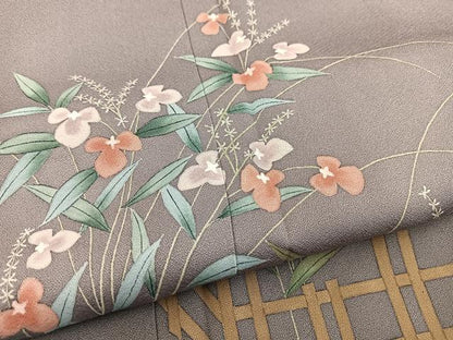 平和屋着物■訪問着　手描き　草花文　暈し染め　正絹　逸品　BAAW2941yc