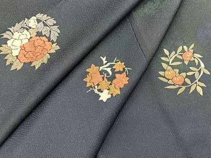 平和屋着物■訪問着　総刺繍　花丸文　暈し染め　正絹　逸品　BAAW2943yc