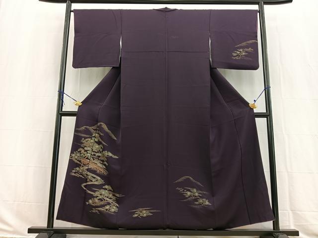 平和屋着物■訪問着　渡り橋風景文　金彩　正絹　逸品　BAAW2946yc