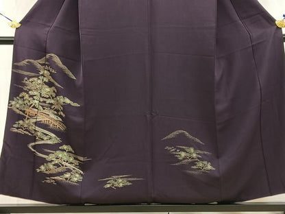 平和屋着物■訪問着　渡り橋風景文　金彩　正絹　逸品　BAAW2946yc