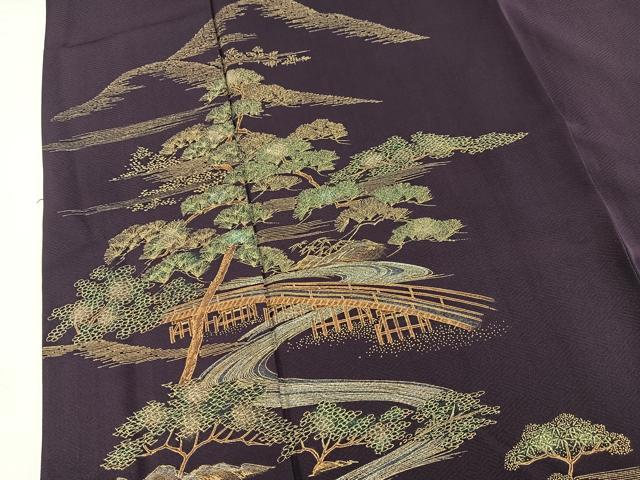 平和屋着物■訪問着　渡り橋風景文　金彩　正絹　逸品　BAAW2946yc