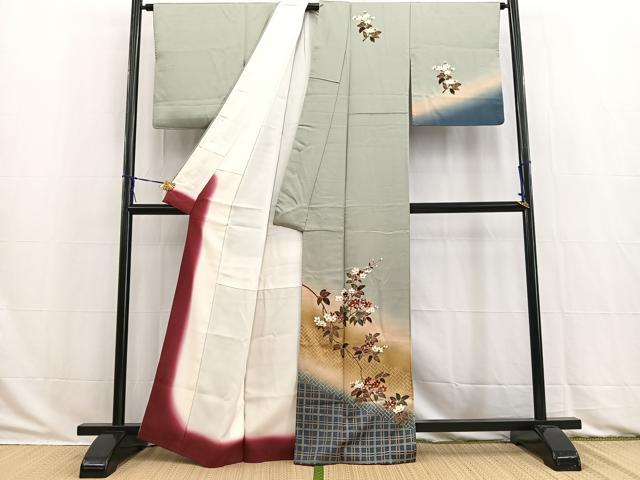平和屋着物■訪問着　枝花文　暈し染め　金彩　正絹　逸品　BAAW2951yc