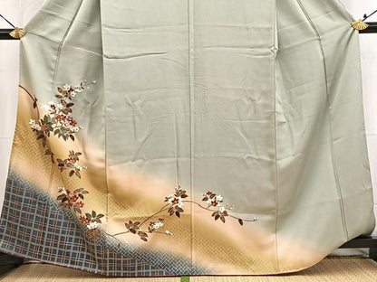 平和屋着物■訪問着　枝花文　暈し染め　金彩　正絹　逸品　BAAW2951yc