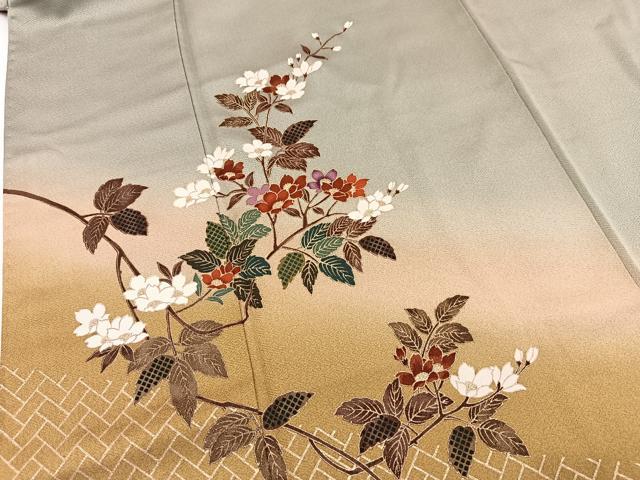 平和屋着物■訪問着　枝花文　暈し染め　金彩　正絹　逸品　BAAW2951yc