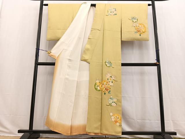 平和屋着物■訪問着　片輪車花文　金彩　正絹　逸品　BAAW2954yc