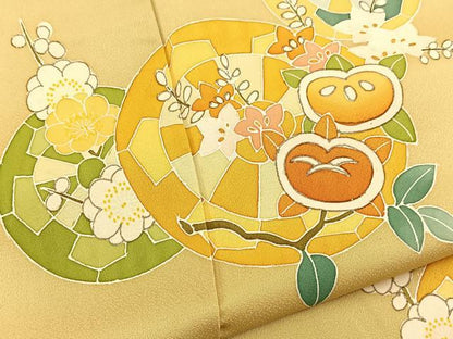 平和屋着物■訪問着　片輪車花文　金彩　正絹　逸品　BAAW2954yc