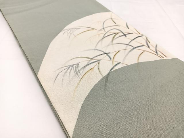 平和屋着物▽六通柄袋帯 スリーシーズン 春夏秋 ススキ 銀彩 正絹 逸品 BAAW2956yc