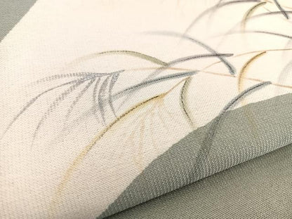 平和屋着物▽六通柄袋帯 スリーシーズン 春夏秋 ススキ 銀彩 正絹 逸品 BAAW2956yc