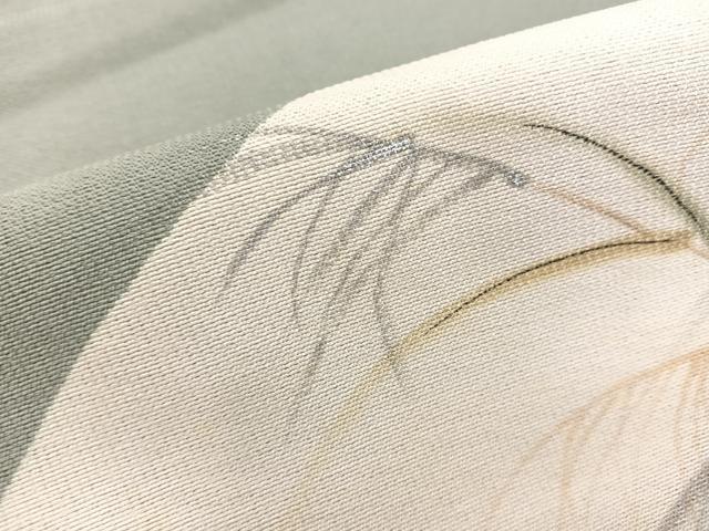 平和屋着物▽六通柄袋帯 スリーシーズン 春夏秋 ススキ 銀彩 正絹 逸品 BAAW2956yc