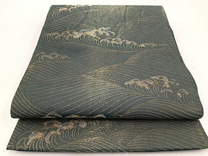 平和屋着物＊夏物 六通柄袋帯 立波文 金銀糸 正絹 逸品 BAAW2958yc
