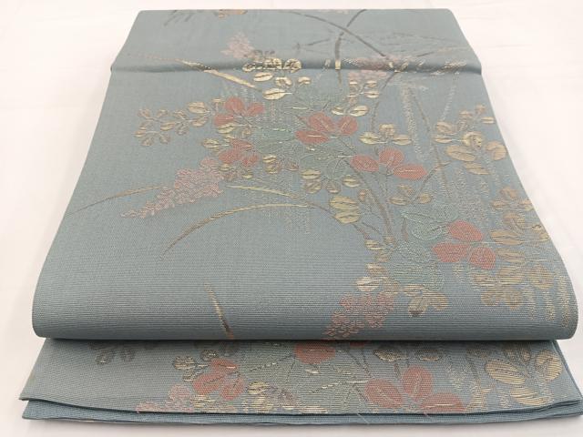 平和屋着物＊夏物 六通柄袋帯 秋草文 金糸 正絹 逸品 BAAW2959yc