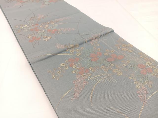 平和屋着物＊夏物 六通柄袋帯 秋草文 金糸 正絹 逸品 BAAW2959yc