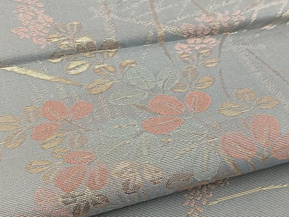 平和屋着物＊夏物 六通柄袋帯 秋草文 金糸 正絹 逸品 BAAW2959yc