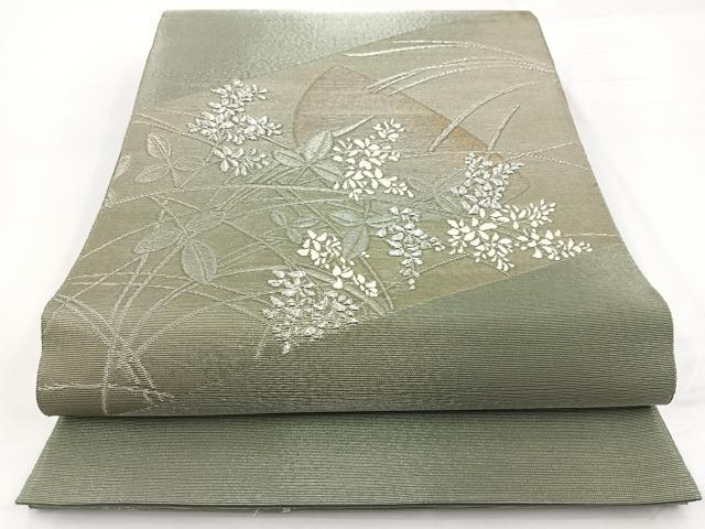 平和屋着物＊夏物 太鼓柄袋帯 唐織 秋草文 金銀糸 正絹 逸品 BAAW2961yc