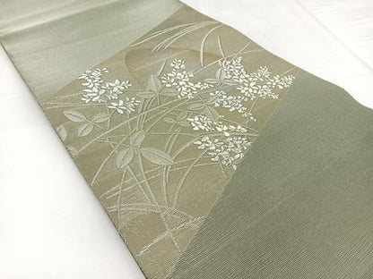 平和屋着物＊夏物 太鼓柄袋帯 唐織 秋草文 金銀糸 正絹 逸品 BAAW2961yc