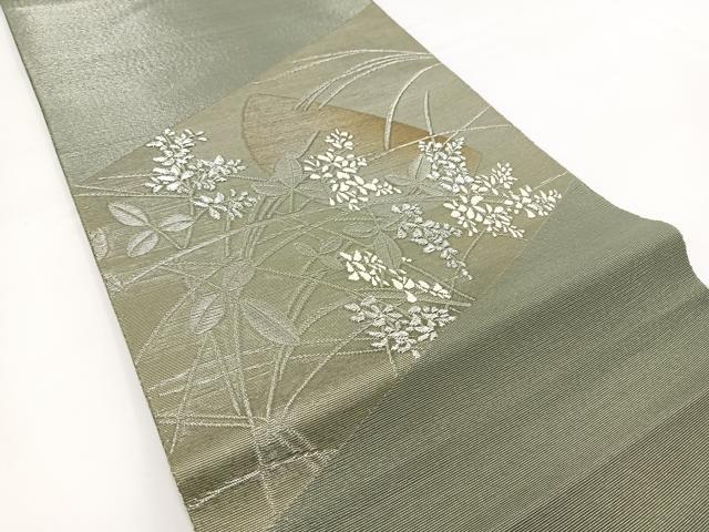 平和屋着物＊夏物 太鼓柄袋帯 唐織 秋草文 金銀糸 正絹 逸品 BAAW2961yc