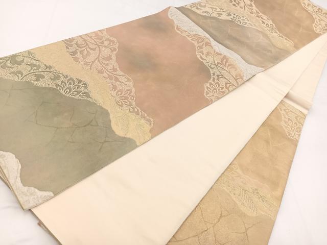 平和屋着物◎六通柄袋帯　道長更紗花文　金銀糸　引箔　正絹　逸品　BAAW2962yc