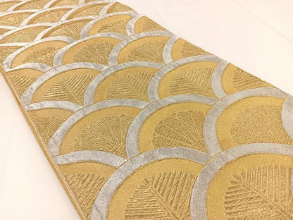 平和屋着物◎六通柄袋帯 花青海波 金銀糸 正絹 逸品 BAAW2964yc