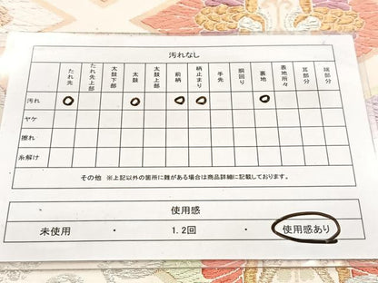 平和屋着物◎六通柄袋帯　唐織　双鶴雲取り花文　金銀糸　正絹　逸品　BAAW2965yc