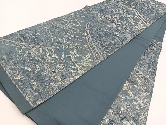 平和屋着物◎六通柄袋帯　九百緞子織　竹林　銀糸　正絹　逸品　BAAW2967yc