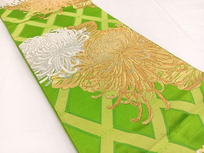 平和屋着物◎六通柄袋帯　唐織　乱菊　金銀糸　正絹　逸品　BAAW2968yc