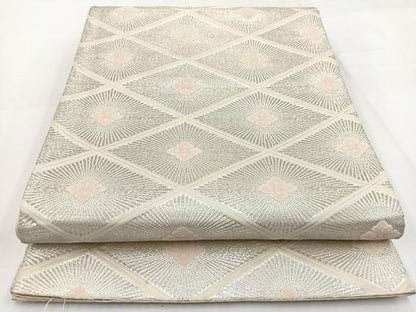平和屋着物◎六通柄袋帯 唐織 花菱文 銀糸 正絹 逸品 BAAW2978yc