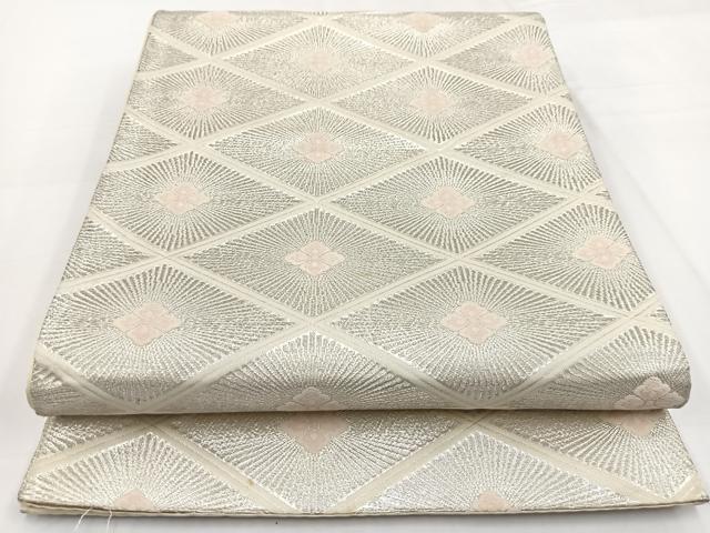 平和屋着物◎六通柄袋帯 唐織 花菱文 銀糸 正絹 逸品 BAAW2978yc
