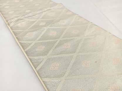 平和屋着物◎六通柄袋帯 唐織 花菱文 銀糸 正絹 逸品 BAAW2978yc