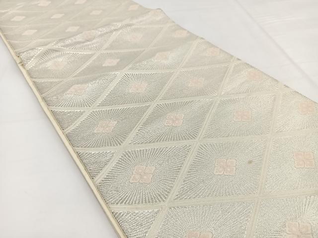 平和屋着物◎六通柄袋帯 唐織 花菱文 銀糸 正絹 逸品 BAAW2978yc