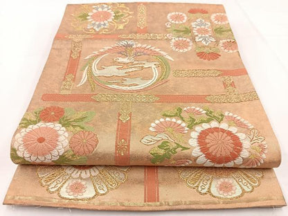 平和屋着物◎六通柄袋帯 唐織 鳳凰花車文 金銀糸 引箔 正絹 逸品 BAAW2987yc